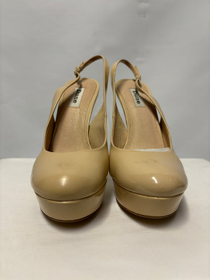 Dune Cream Patent Leather Platform Slingback Heels 7