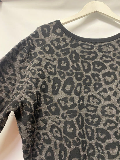 AllSaints Grey Sparkly Leopard Print Knit Dress Medium