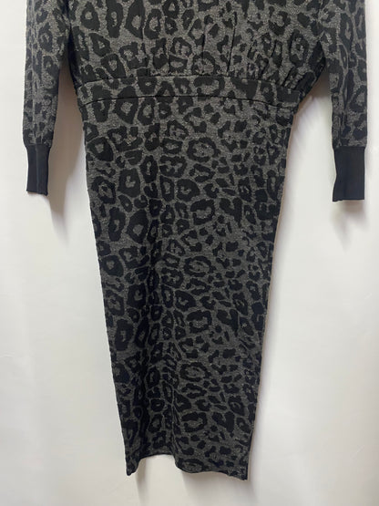 AllSaints Grey Sparkly Leopard Print Knit Dress Medium