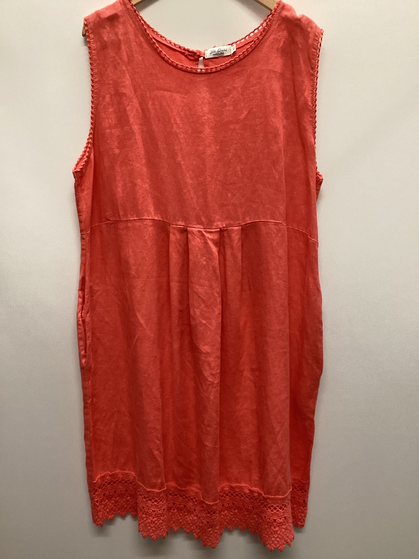 Blu Orchid Made in Italy 100% Linen Coral Dress with Pockets Size XL