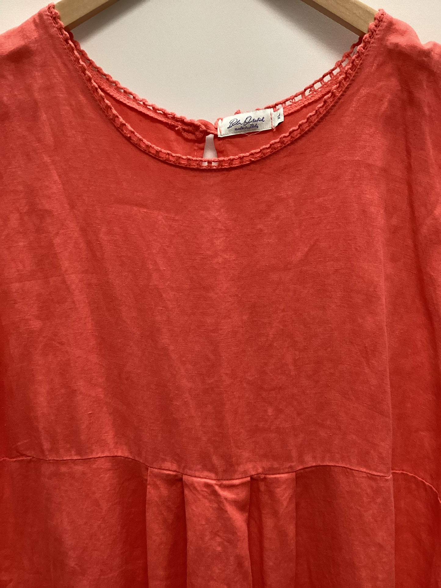 Blu Orchid Made in Italy 100% Linen Coral Dress with Pockets Size XL