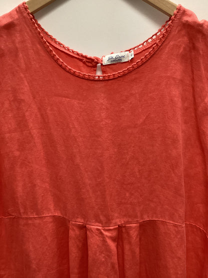 Blu Orchid Made in Italy 100% Linen Coral Dress with Pockets Size XL