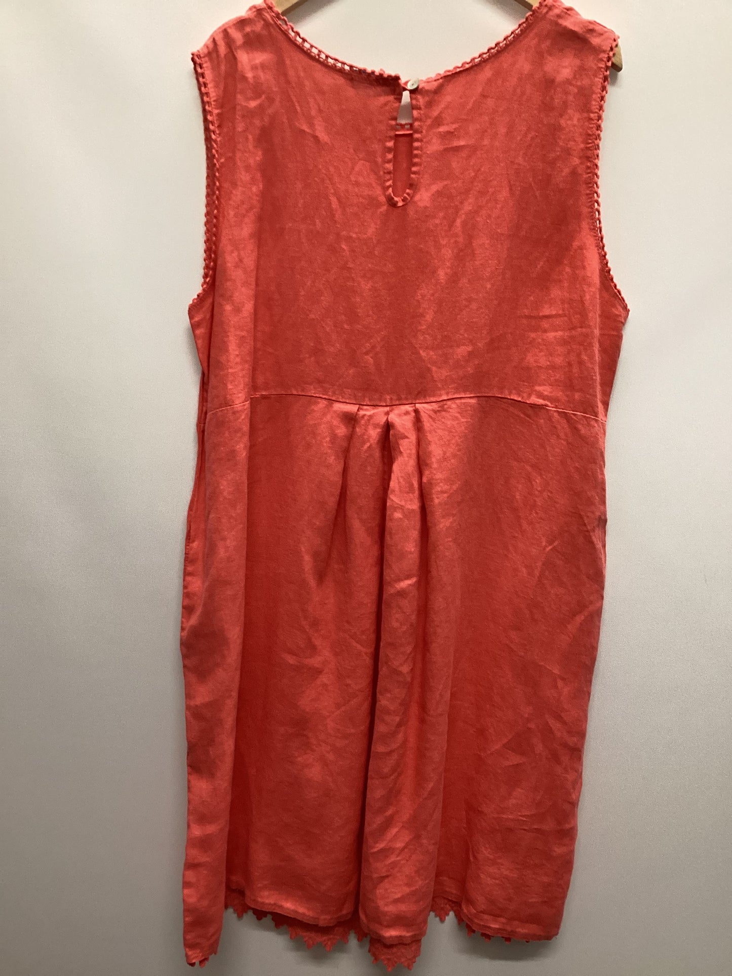 Blu Orchid Made in Italy 100% Linen Coral Dress with Pockets Size XL