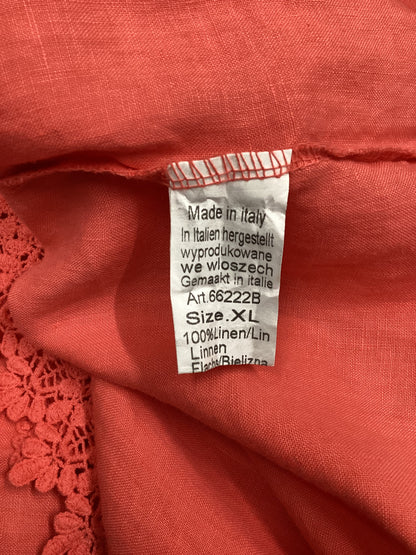 Blu Orchid Made in Italy 100% Linen Coral Dress with Pockets Size XL
