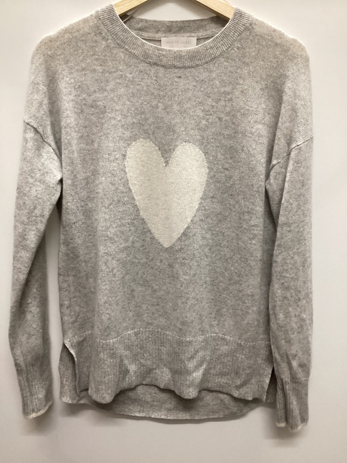 The White Company White Label 100% Cashmere Grey and White Heart Jumper Size M