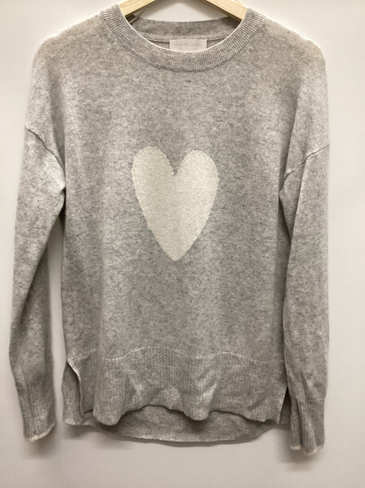 The White Company White Label 100% Cashmere Grey and White Heart Jumper Size M
