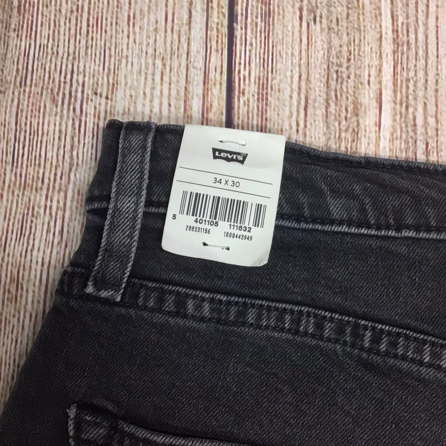 BNWT Levi's Dark Grey 512 Slim Taper Ripped Jeans Size W34 L30