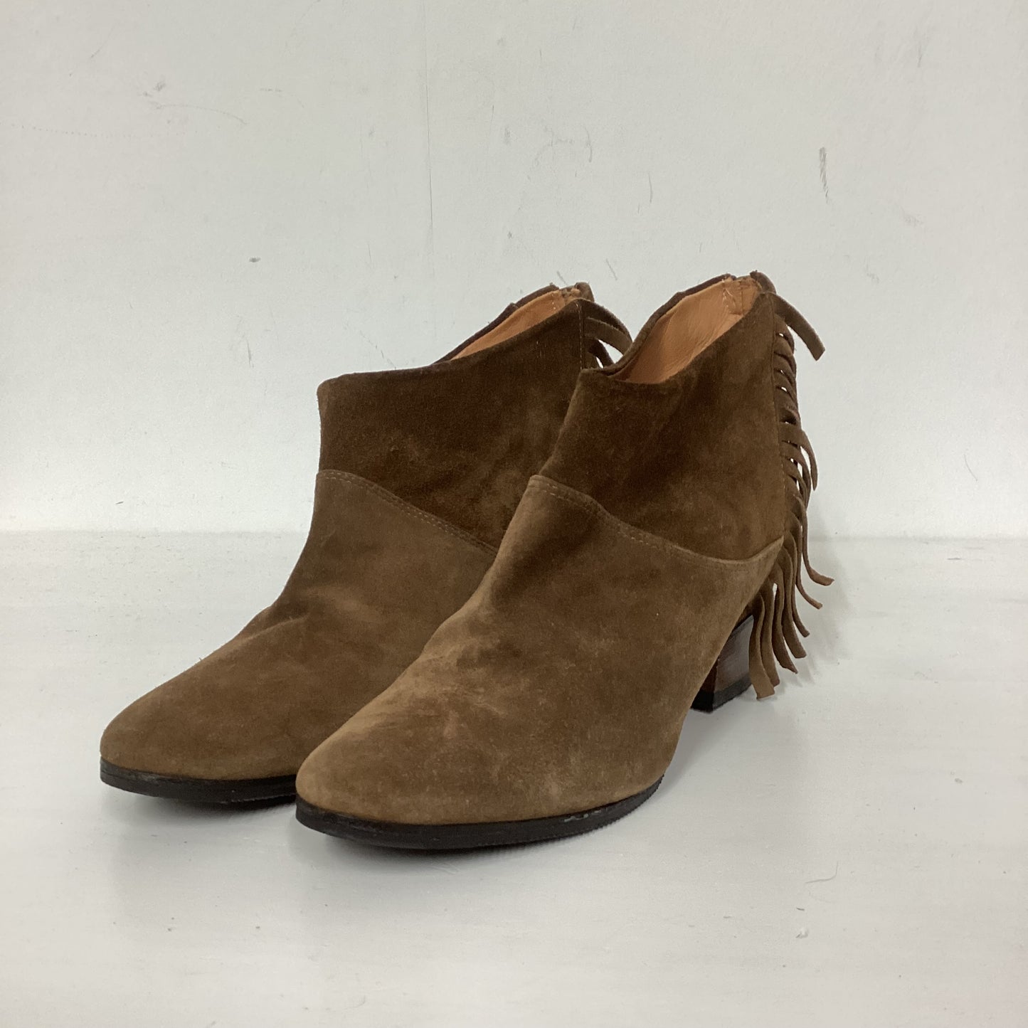 Sun Brown Suede Fringe Ankle Boots Size 37.5 (UK 4.5)