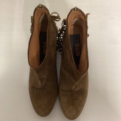 Sun Brown Suede Fringe Ankle Boots Size 37.5 (UK 4.5)