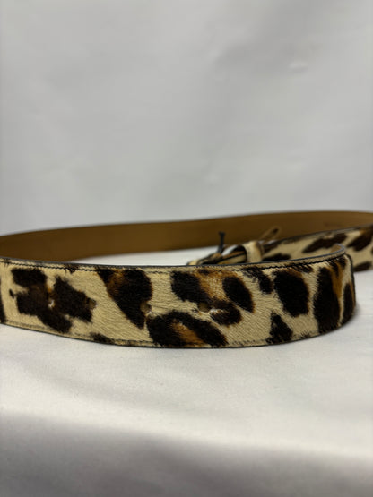 Prada Pony Hair and Oval Brass Buckle Cheetah Print Belt 34/85