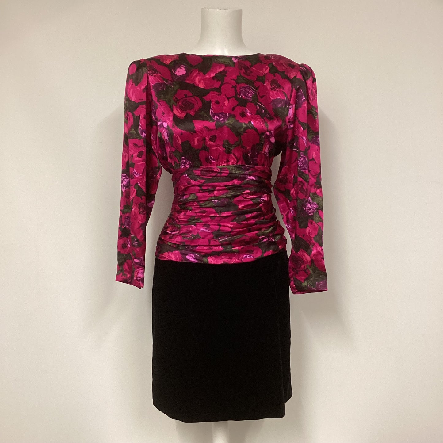 Silk Studio Pink Black 80s Dynasty Style Dress Size 12