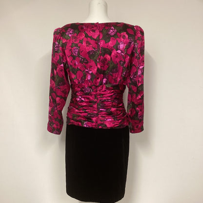 Silk Studio Pink Black 80s Dynasty Style Dress Size 12