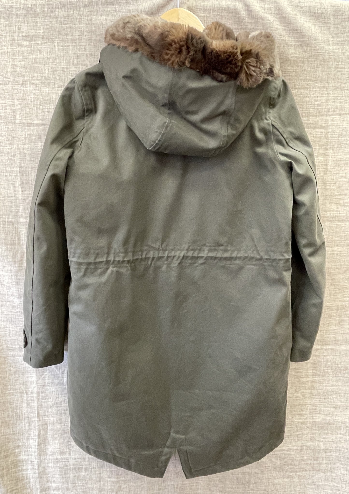 Joules Khaki Green Quilted Parka Jacket Coat with Hood Size 10