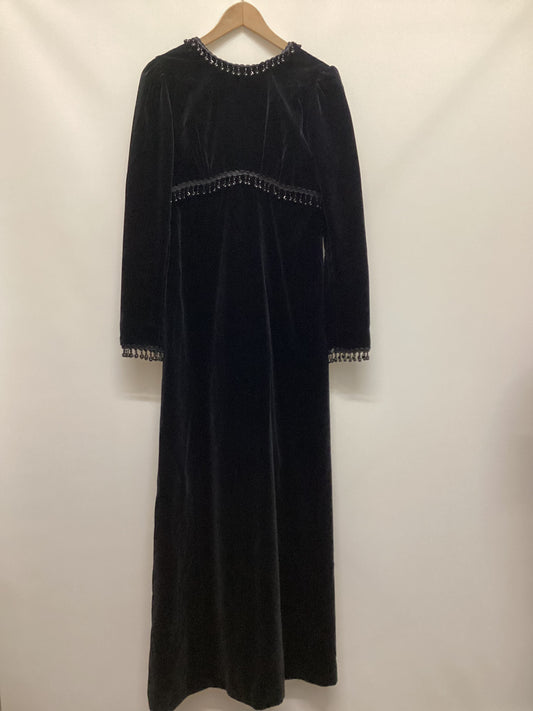 Vintage QUAD Black Velvet Beaded Maxi Dress