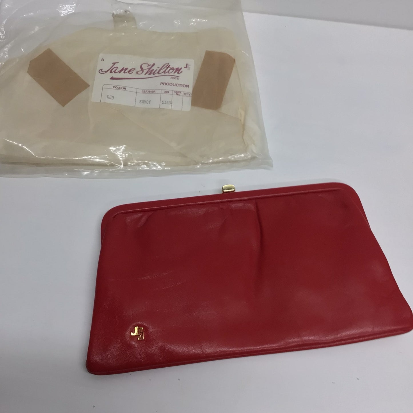 Vintage Jane Shilton Red Savoy Genuine Leather Clutch Purse