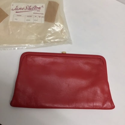 Vintage Jane Shilton Red Savoy Genuine Leather Clutch Purse