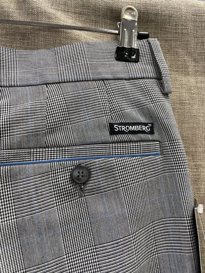 Stromberg New with Tags Grey White Checked Slim Fit Golf Trousers 33 Regular