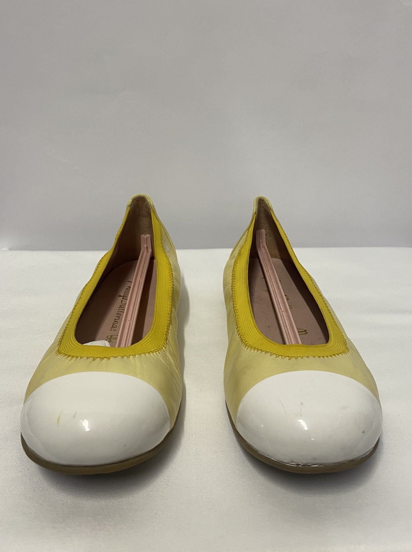 Pretty Ballerinas Yellow and White Ballet Flat Shoes UK 13