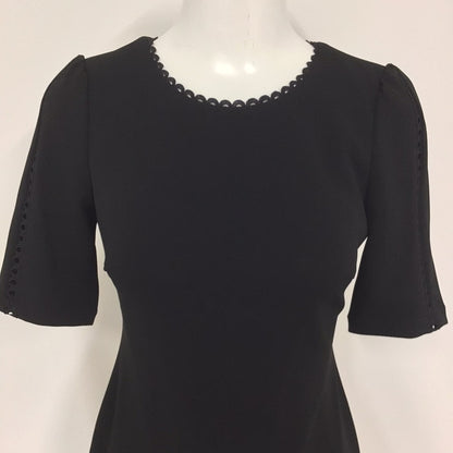 Calvin Klein Black Mini Dress w/Scallop Embroidered Detail Size 8 (4 on label)