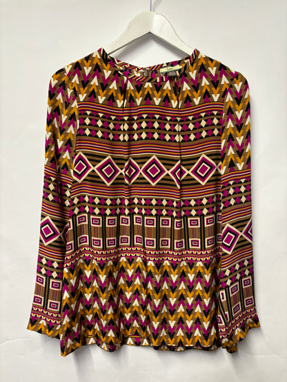 Issa London Multi-coloured Silk Geometric 60's Style Blouse 10