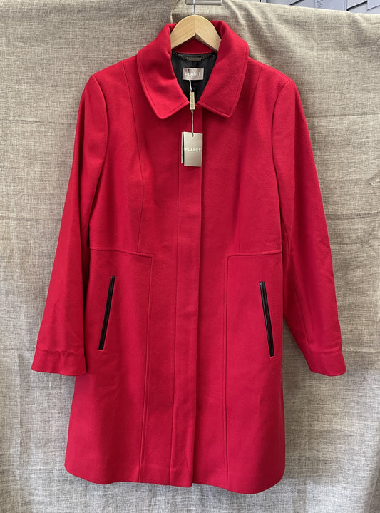 Planet New with Tags Red Wool Cashmere Blend 3/4 Coat UK 12