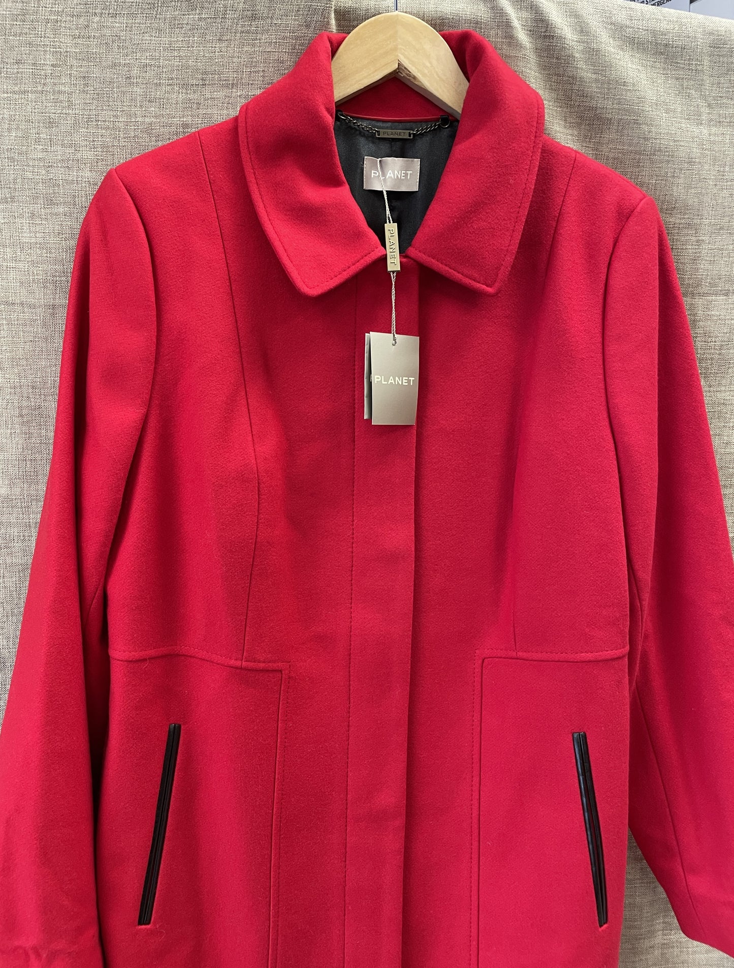 Planet New with Tags Red Wool Cashmere Blend 3/4 Coat UK 12