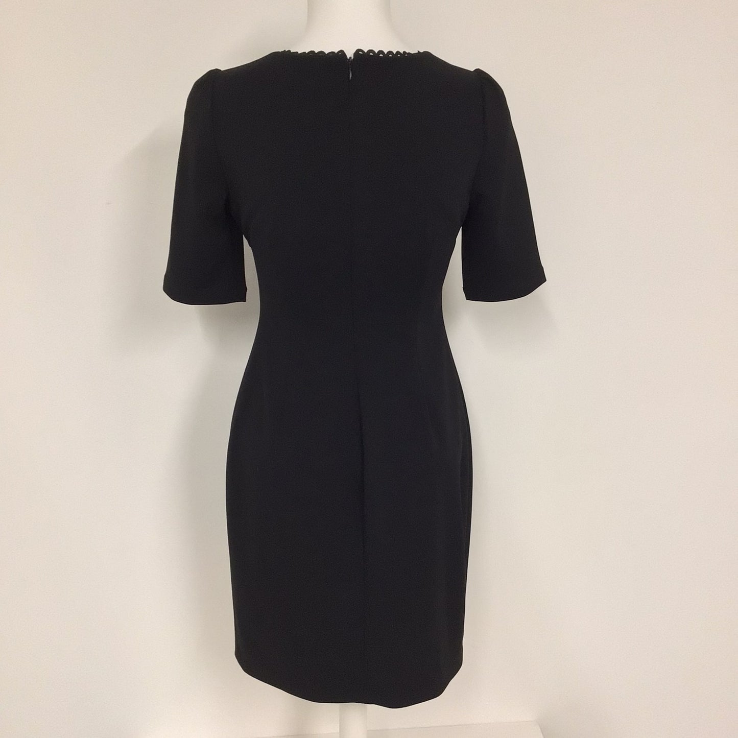 Calvin Klein Black Mini Dress w/Scallop Embroidered Detail Size 8 (4 on label)