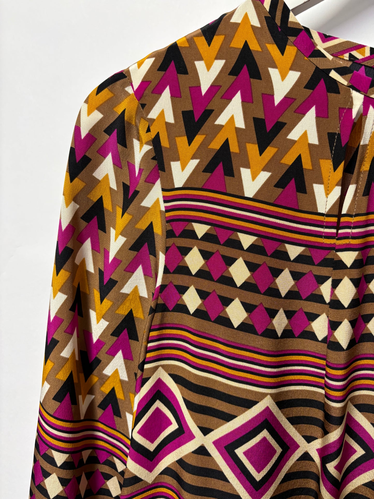 Issa London Multi-coloured Silk Geometric 60's Style Blouse 10