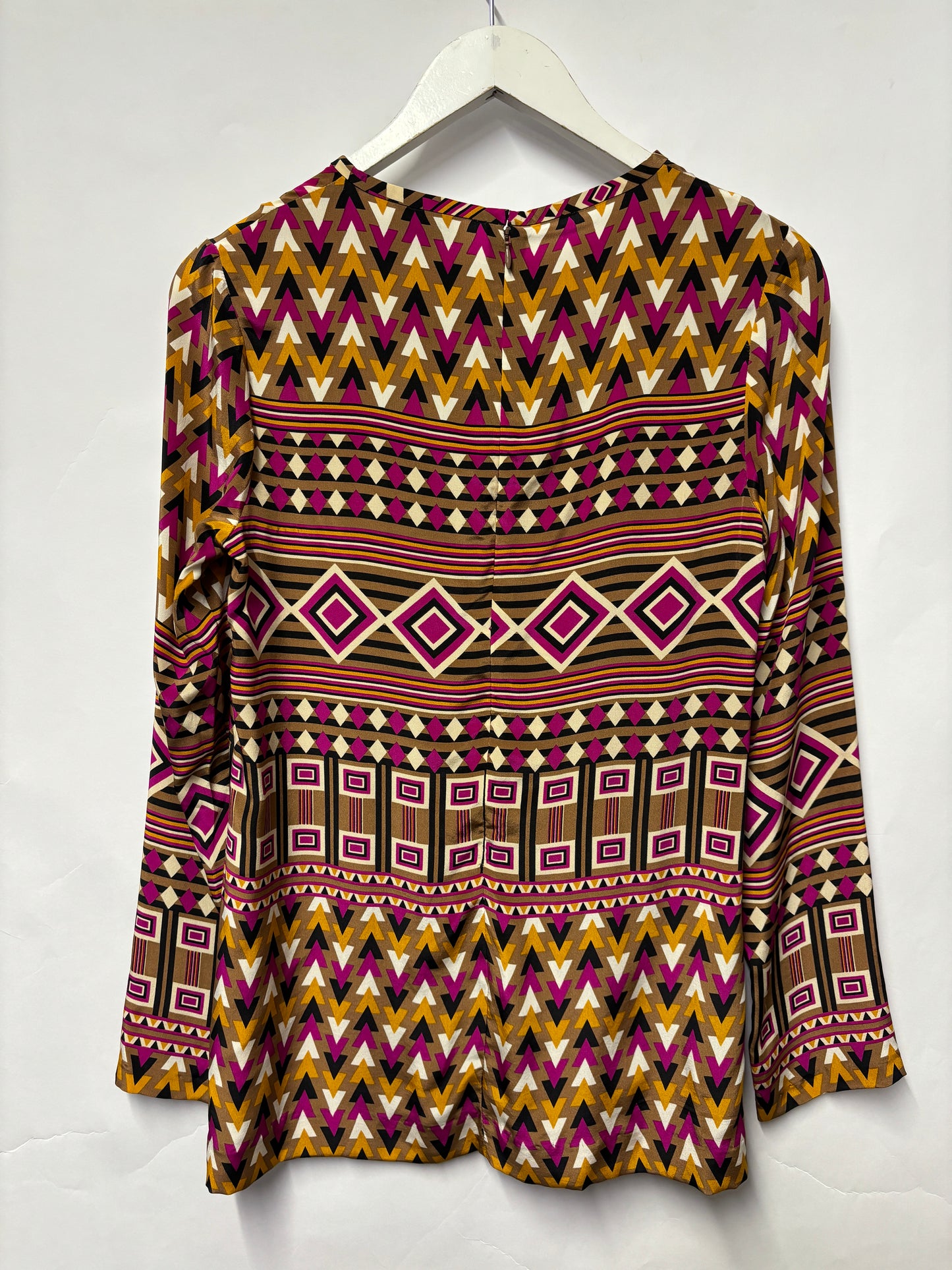 Issa London Multi-coloured Silk Geometric 60's Style Blouse 10