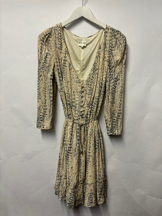 Reiss Cream Sketch Animal Pattern Long Sleeve Dress 6