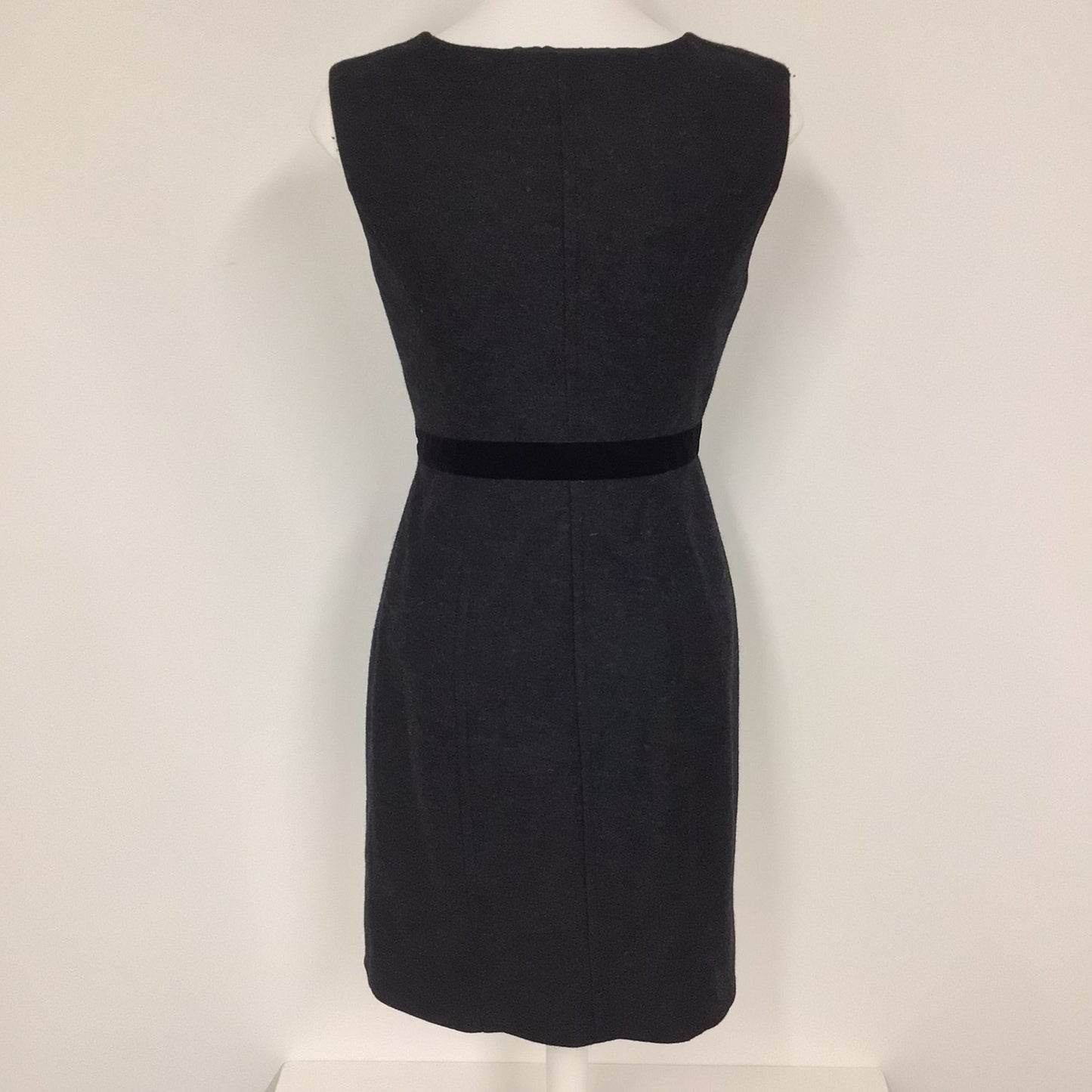 Hobbs Grey Wool Blend Dress w/Velvet Belt Sewn In Size 10