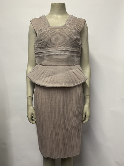 Alberta Ferretti Taupe Pink Structured Dress Size 10