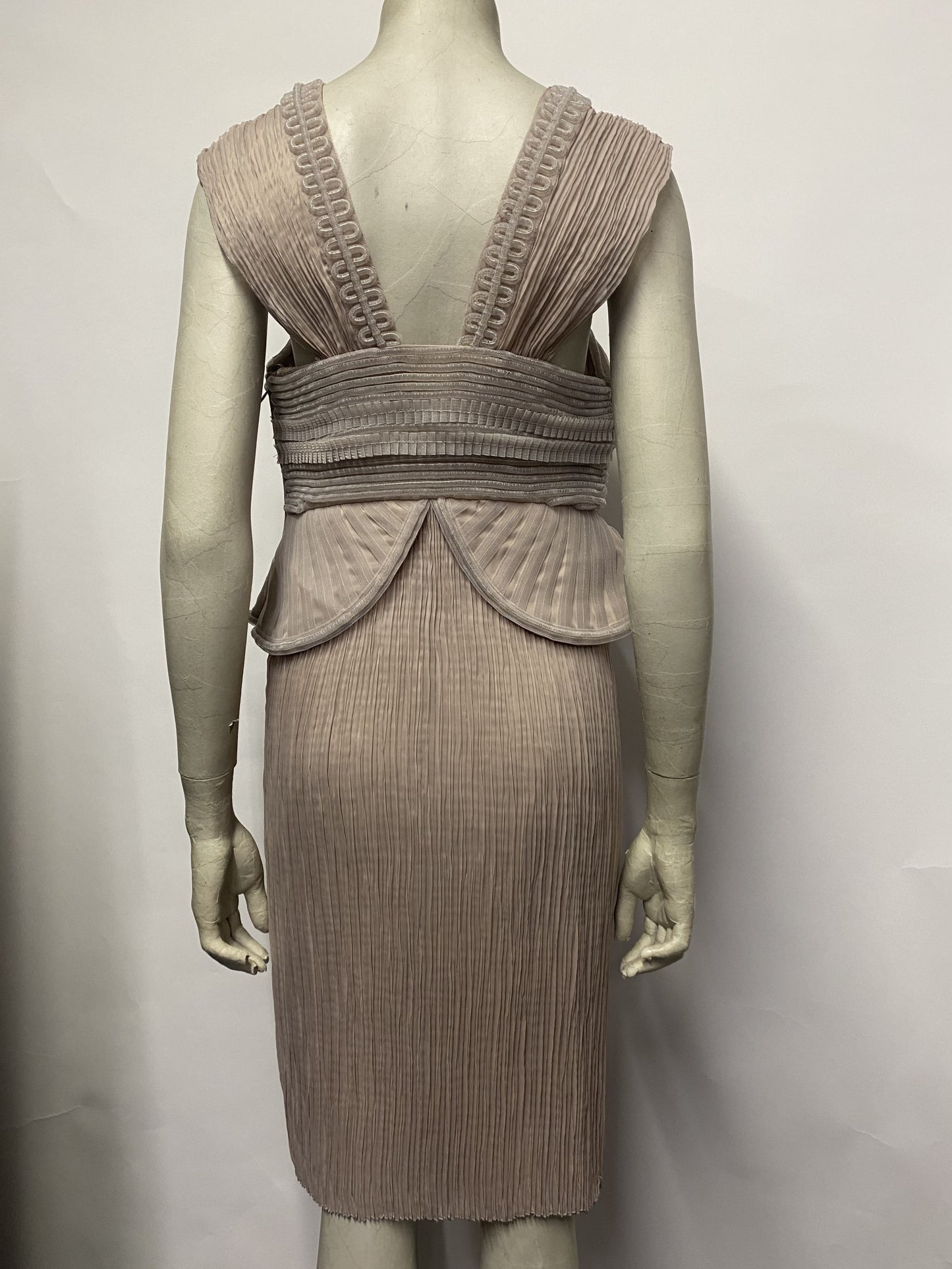 Alberta Ferretti Taupe Pink Structured Dress Size 10