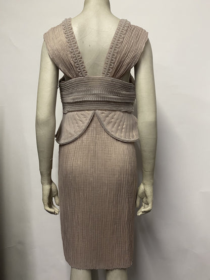 Alberta Ferretti Taupe Pink Structured Dress Size 10
