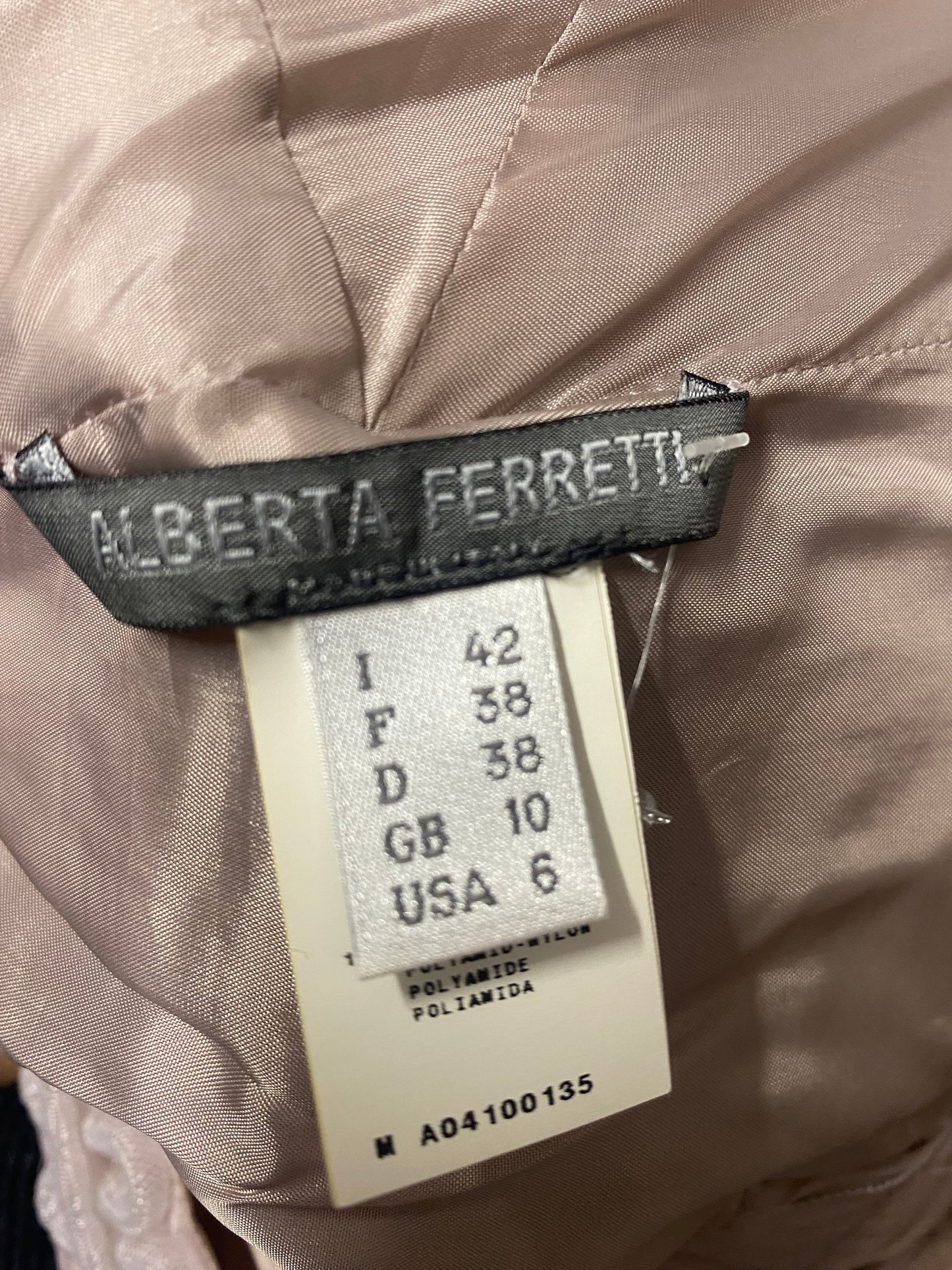 Alberta Ferretti Taupe Pink Structured Dress Size 10
