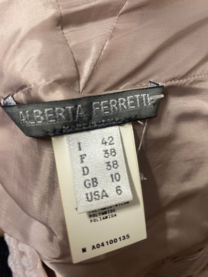 Alberta Ferretti Taupe Pink Structured Dress Size 10