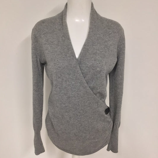 Paul Costelloe Grey Wrap Like Pullover Jumper 100% Cashmere Size 10