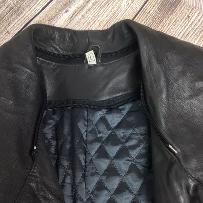 Unbranded Dark Brown Long Leather Coat w/Thin Quilted Lining Size L