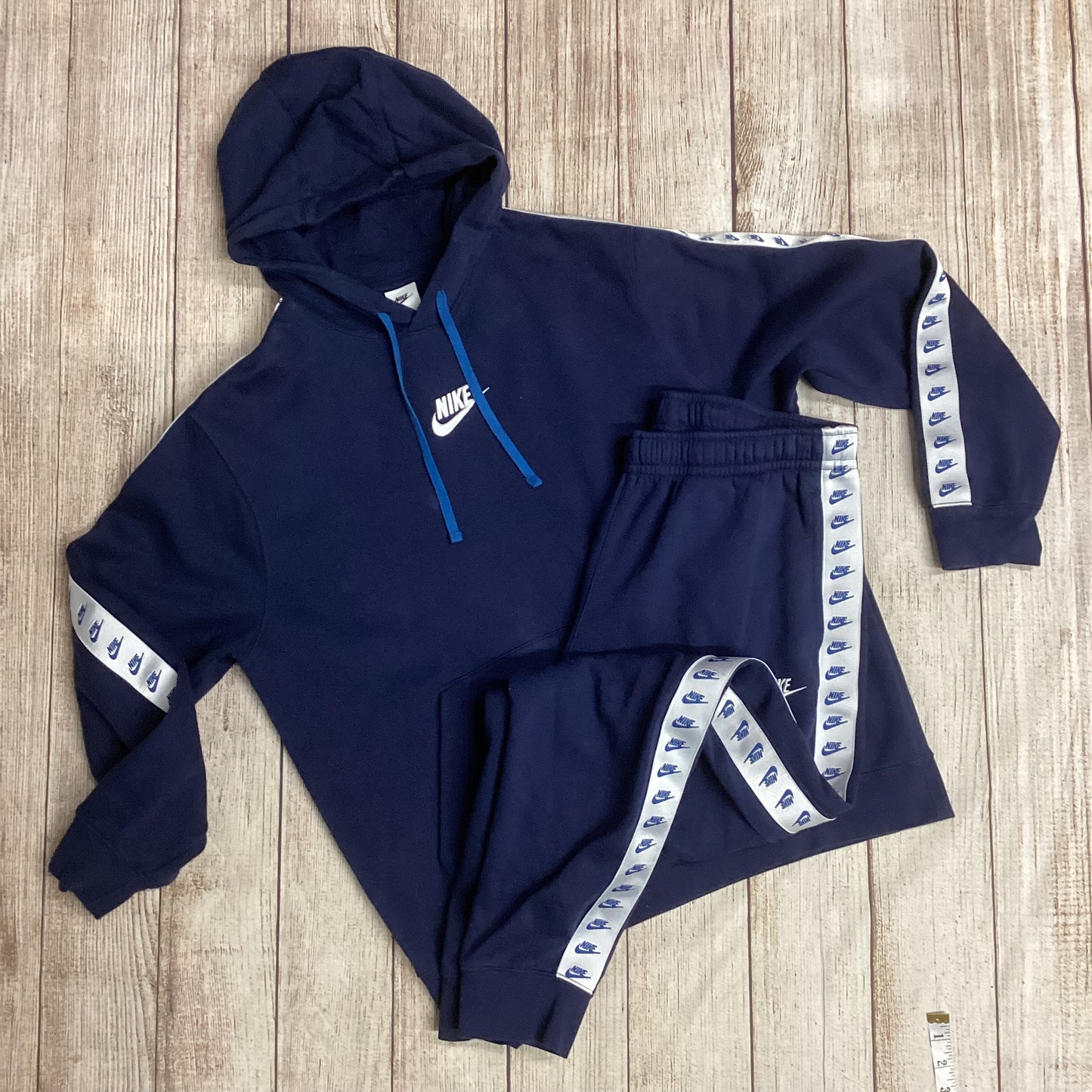 Nike Blue Cotton Hoody Jogger Set Size L