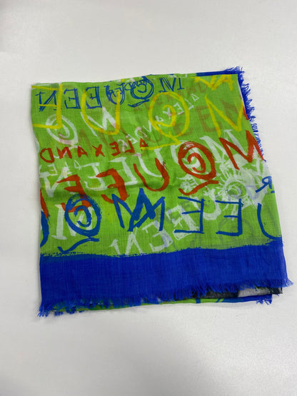 Alexander McQueen Blue and Green Graffiti Silk Scarf