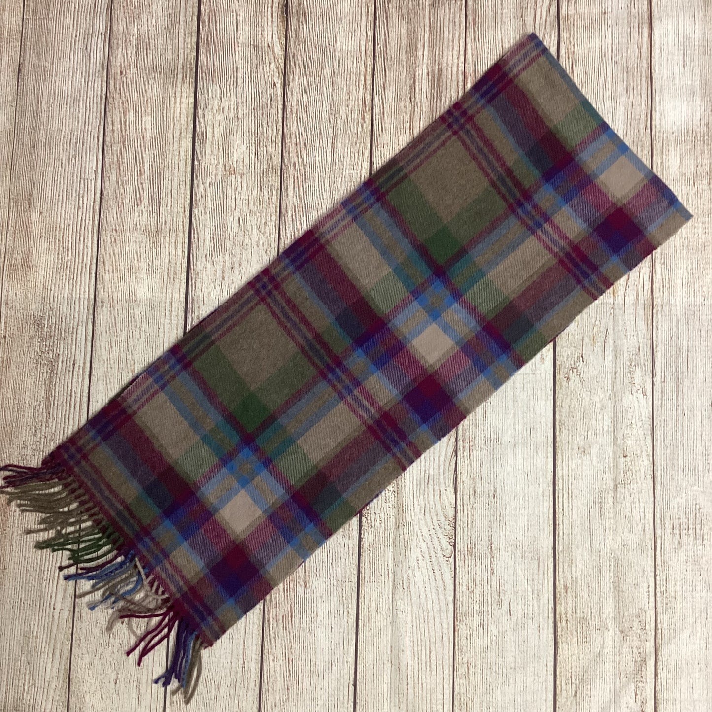 McCabe Green Purple Tartan Pure New Wool Scarf