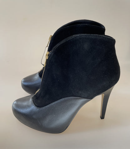 Next New in Box Black Leather & Suede High Heeled Ankle Boots UK 6