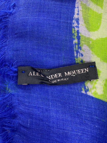 Alexander McQueen Blue and Green Graffiti Silk Scarf