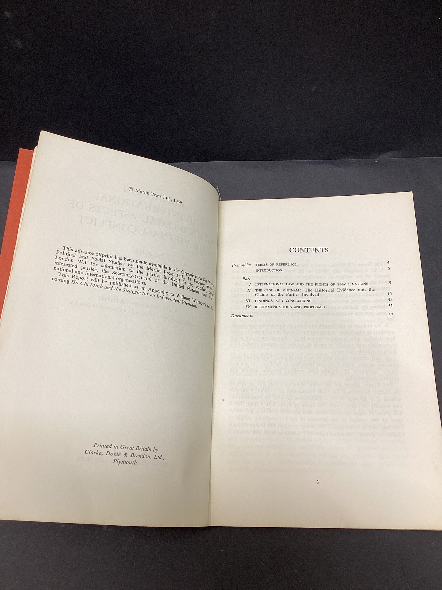 Report on the International Politico-Legal Aspects of the Vietnam Conflict by William Warbey