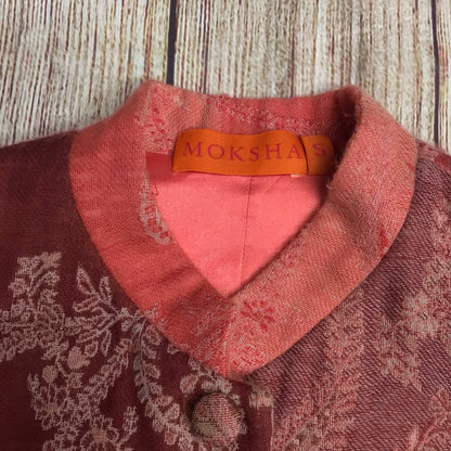 Moksha Pink Paisley Patterned 100% Wool Tapestry Patchwork Blazer Jacket Size S