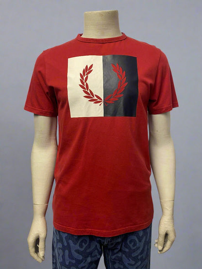 Fred Perry Red Cotton Logo T-shirt Large