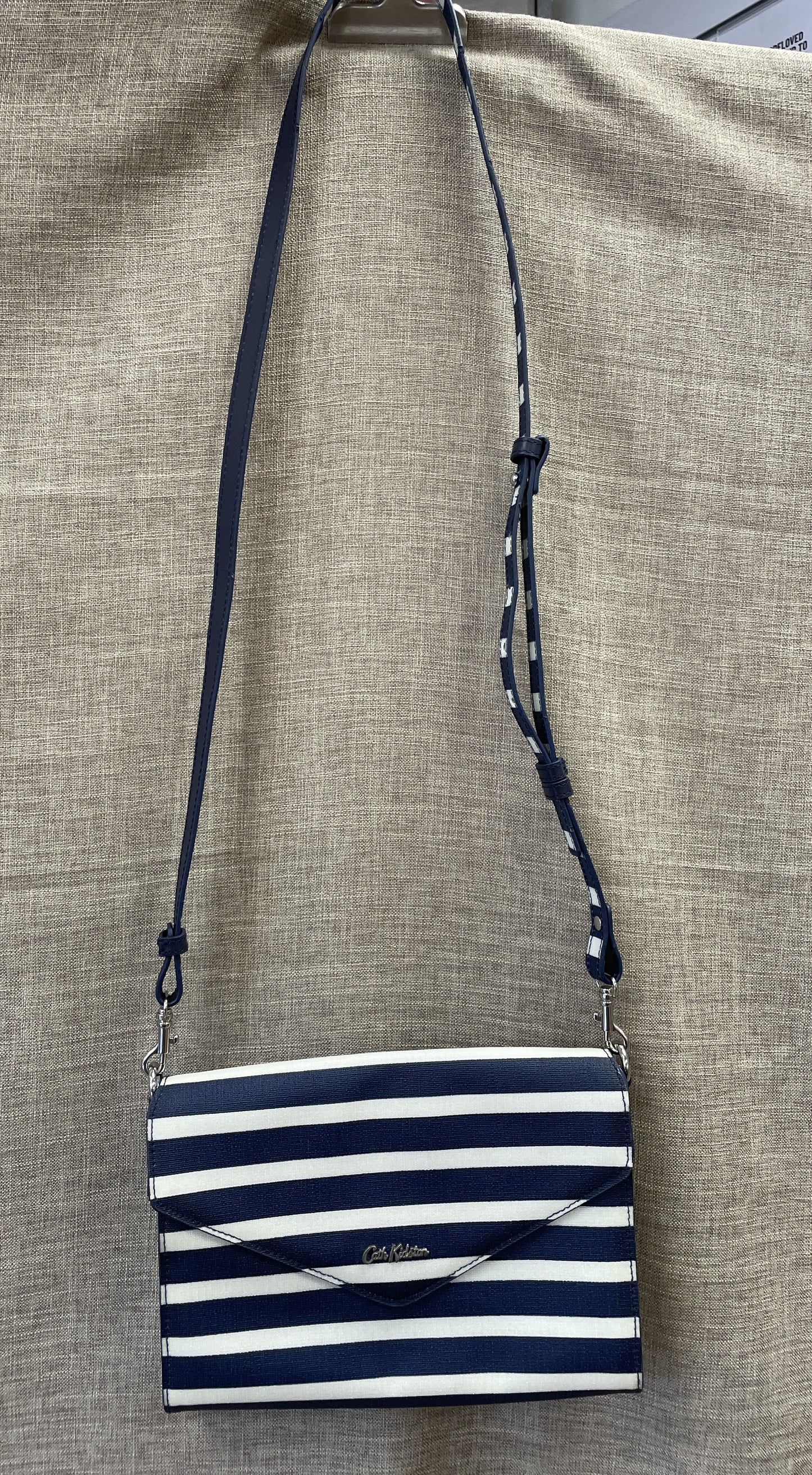 Cath Kidston Navy & White Stripe Oilcloth Shoulder Cross Body Bag