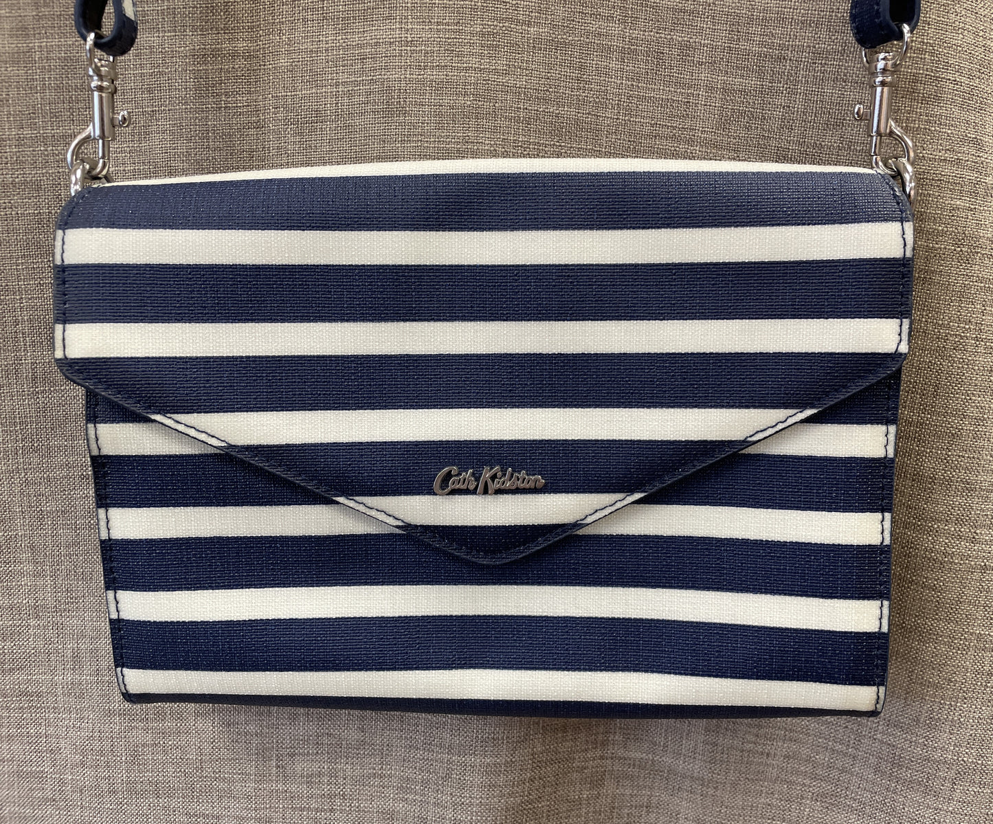 Cath Kidston Navy & White Stripe Oilcloth Shoulder Cross Body Bag