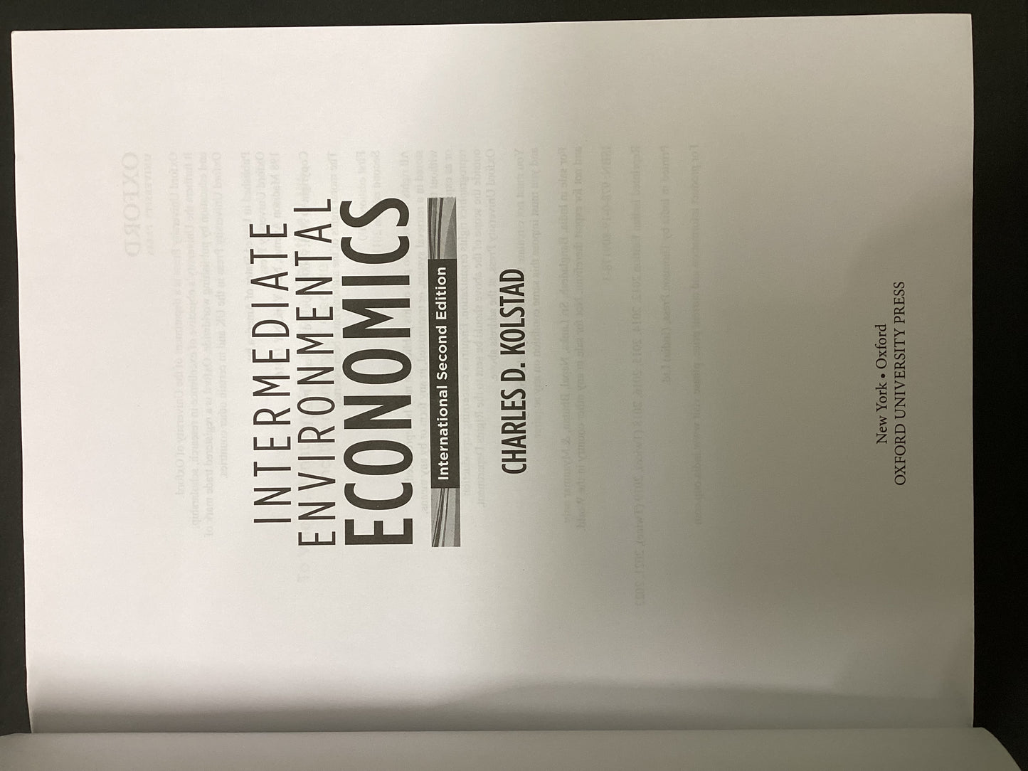 Intermediate Environmental Economics by Charles D. Kolstad