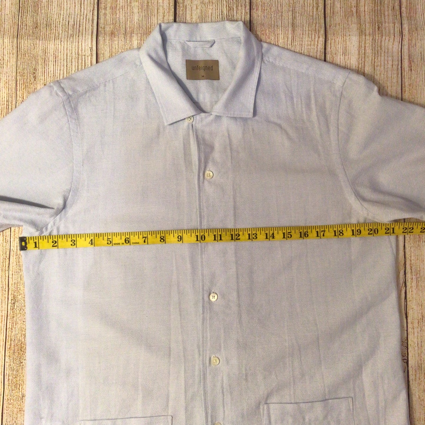 Unfeigned Light Blue Stripe Short Sleeve Shirt Size M